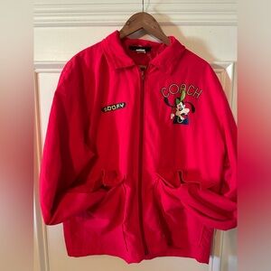 Vintage 90’s Disney Originals Jacket Coach Goofy Red Neon Nylon Size M unisex